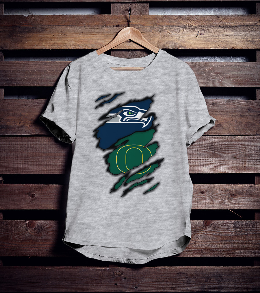 Seattle Seahawks Oregon Ducks Logo Fusion T-Shirt