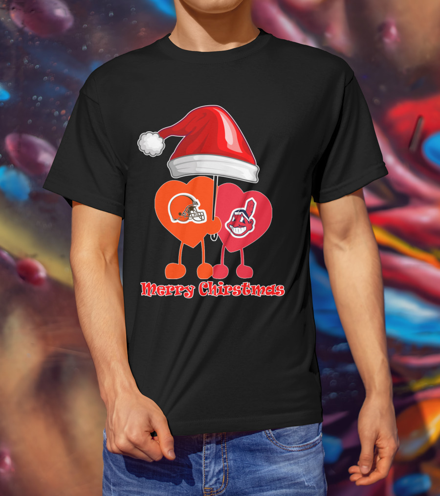 Merry Christmas Cleveland Browns Cleveland Indians T-Shirt