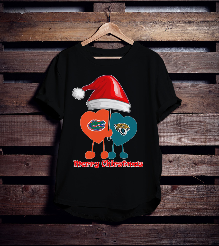 Florida Gators Jacksonville Jaguars Merry Christmas Santa Hat T-Shirt