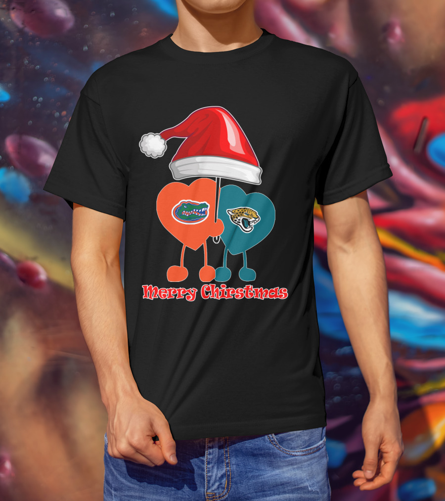 Florida Gators Jacksonville Jaguars Merry Christmas Santa Hat T-Shirt