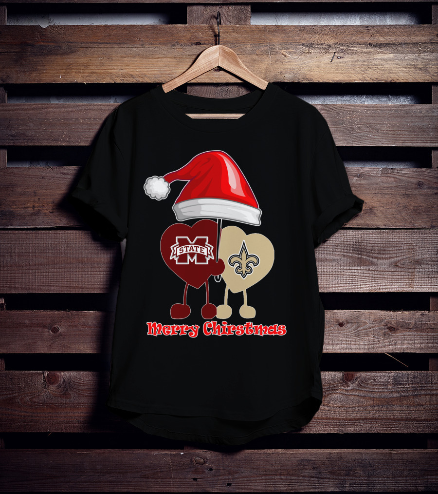 Merry Christmas New Orleans Saints Ms State T-Shirt