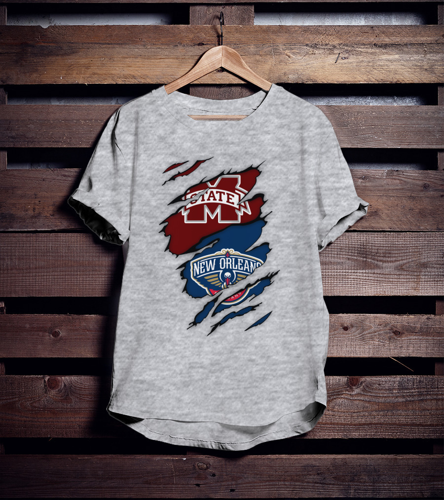 New Orleans Pelicans MS State Logo Crossover T-Shirt