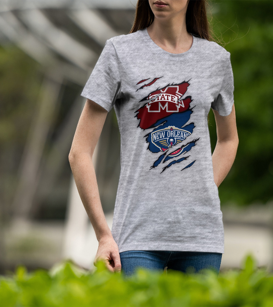 New Orleans Pelicans MS State Logo Crossover T-Shirt