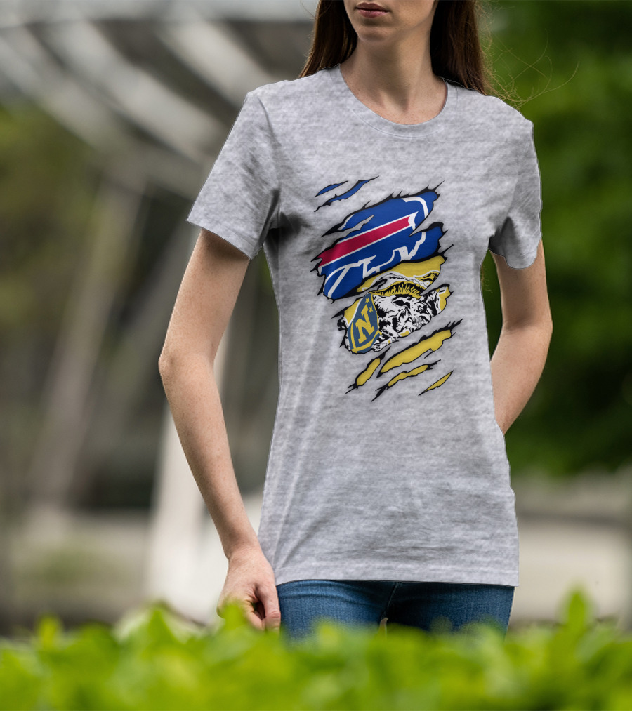 Navy Midshipmen Buffalo Bills Claw Scratch T-Shirt
