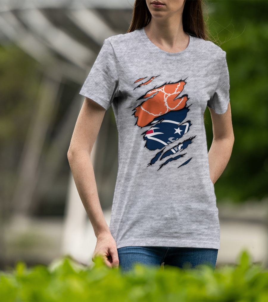 New England Patriots Clemson Football Claw Marks Logo Mashup T-Shirt