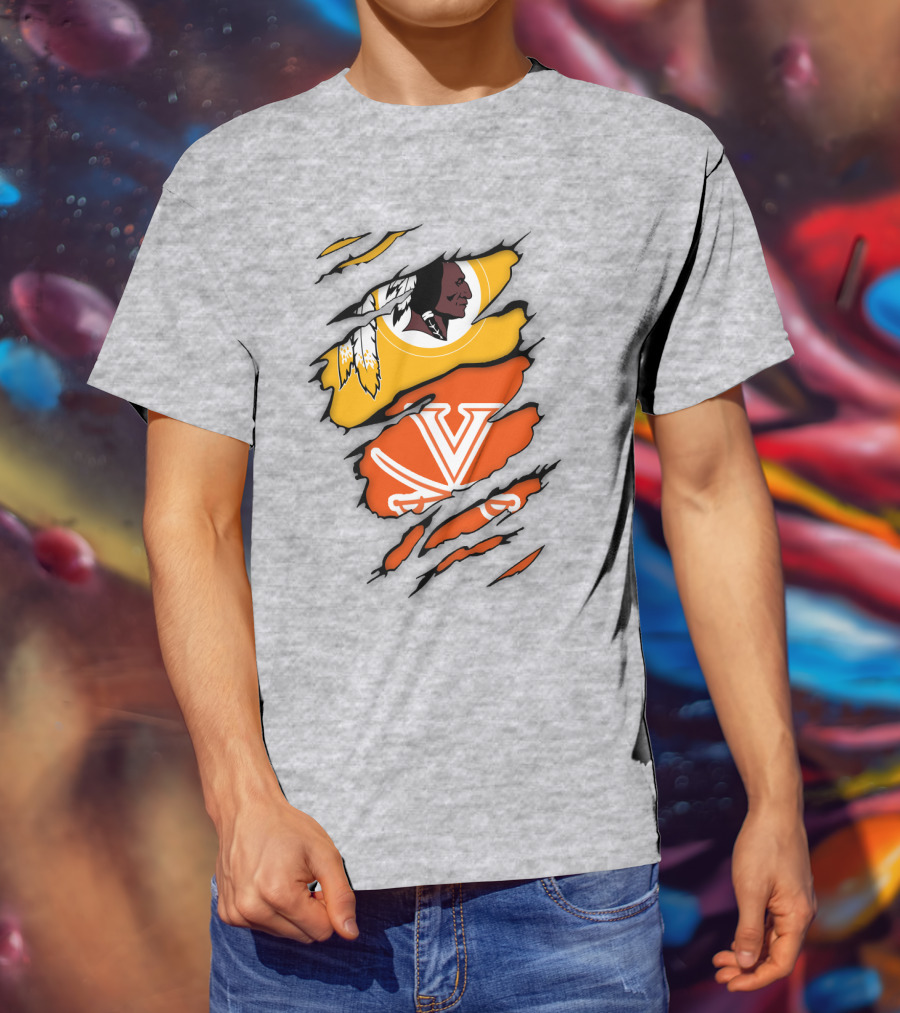 Virginia Cavaliers Washington Football Team Logo Mashup T-Shirt