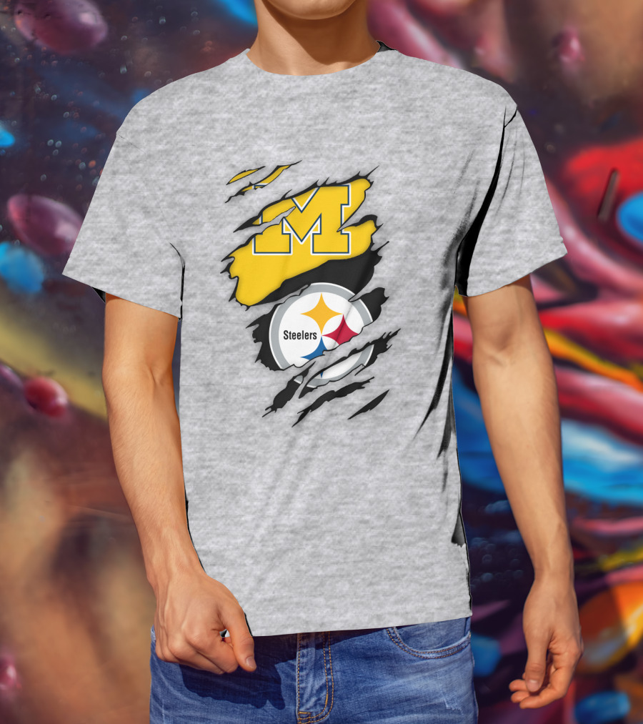 Pittsburgh Steelers Michigan Wolverines Collaboration T-Shirt