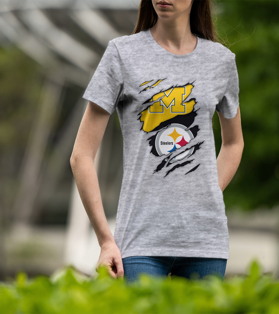 Pittsburgh Steelers Michigan Wolverines Collaboration T-Shirt