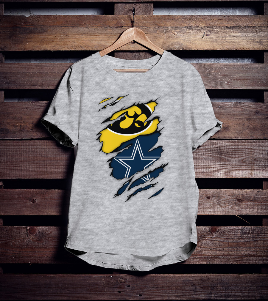 Dallas Cowboys Iowa Hawkeyes Fan Claw Marks T-Shirt