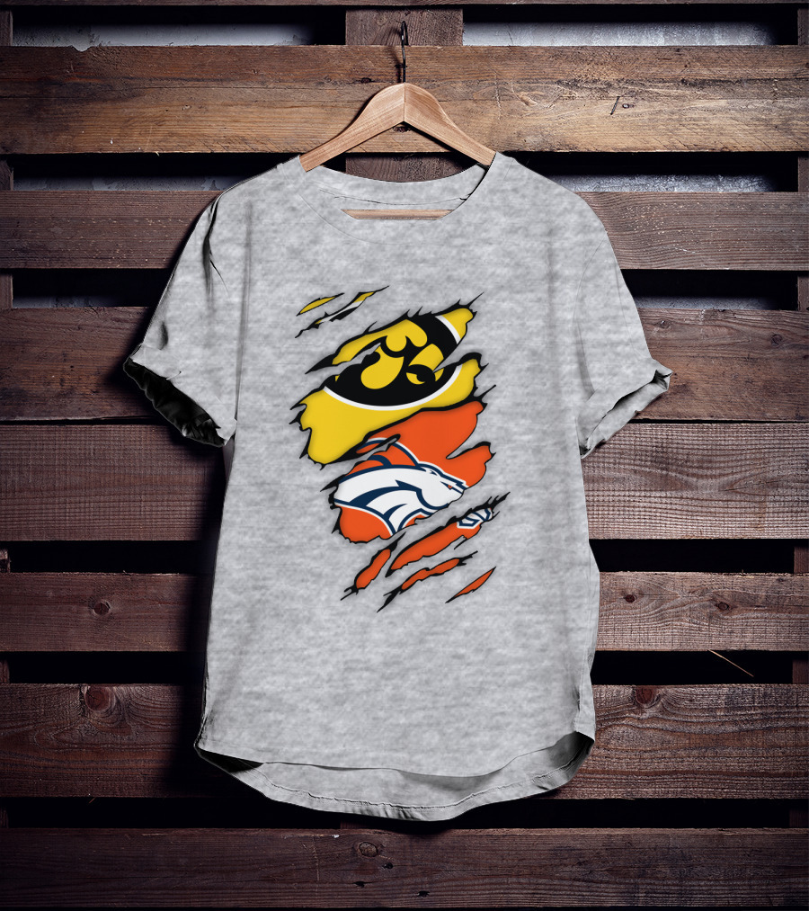 Iowa Hawkeyes Denver Broncos Fan Crossover T-Shirt