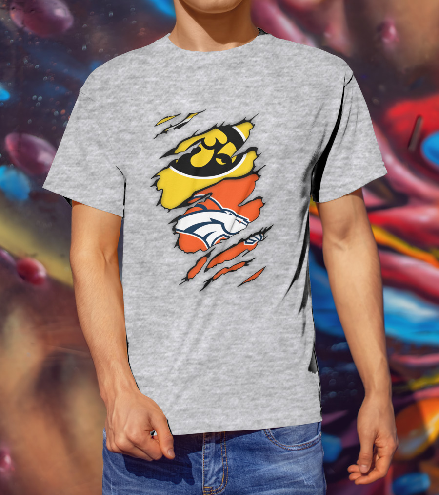 Iowa Hawkeyes Denver Broncos Fan Crossover T-Shirt