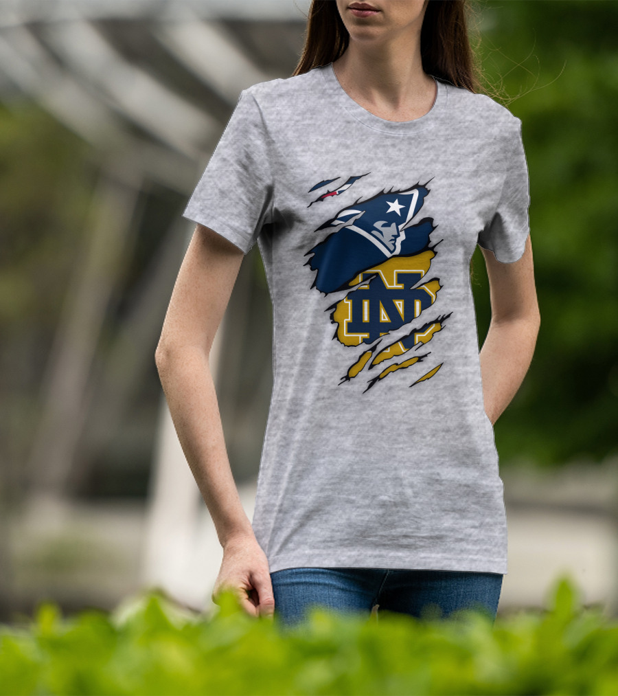 Notre Dame Fighting Irish Patriots Logo Mashup T-Shirt