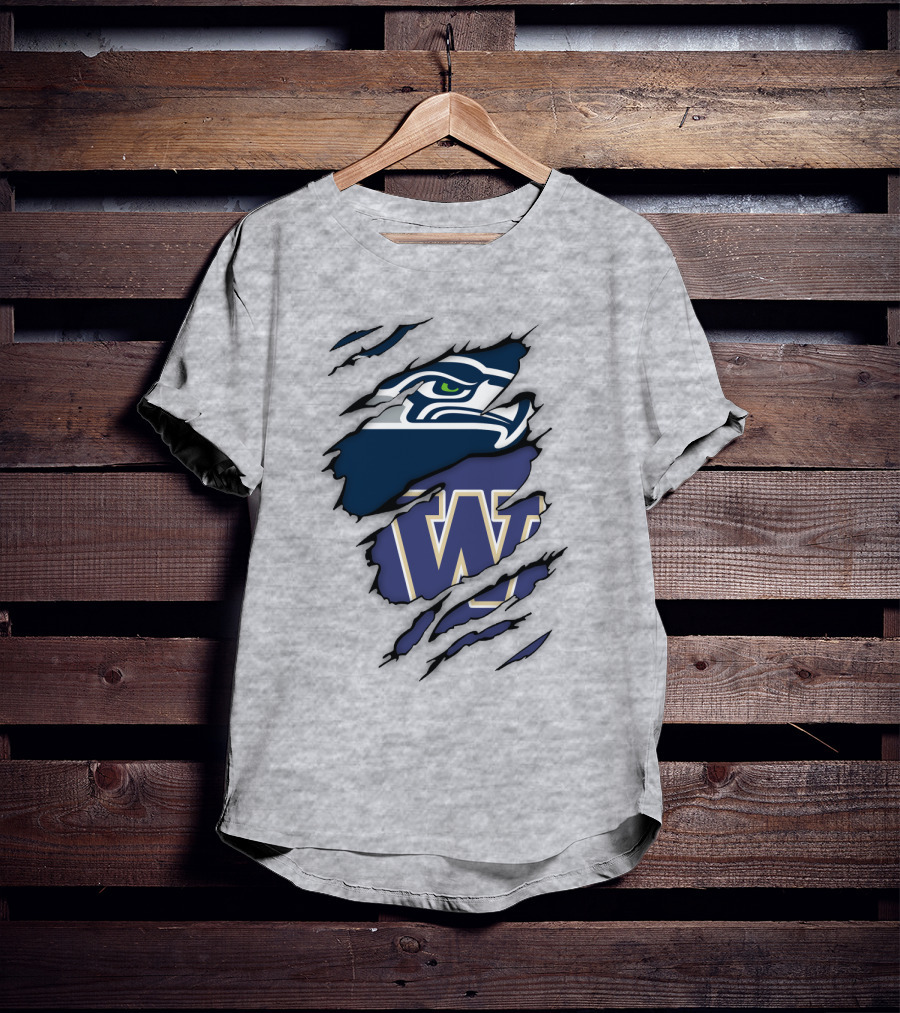 Seahawks University Of Washington Huskies Logo Fusion T-Shirt