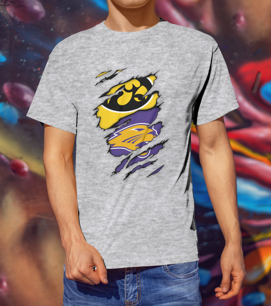 Northern Iowa Panthers Iowa Hawkeyes Dual Logo Fusion T-Shirt