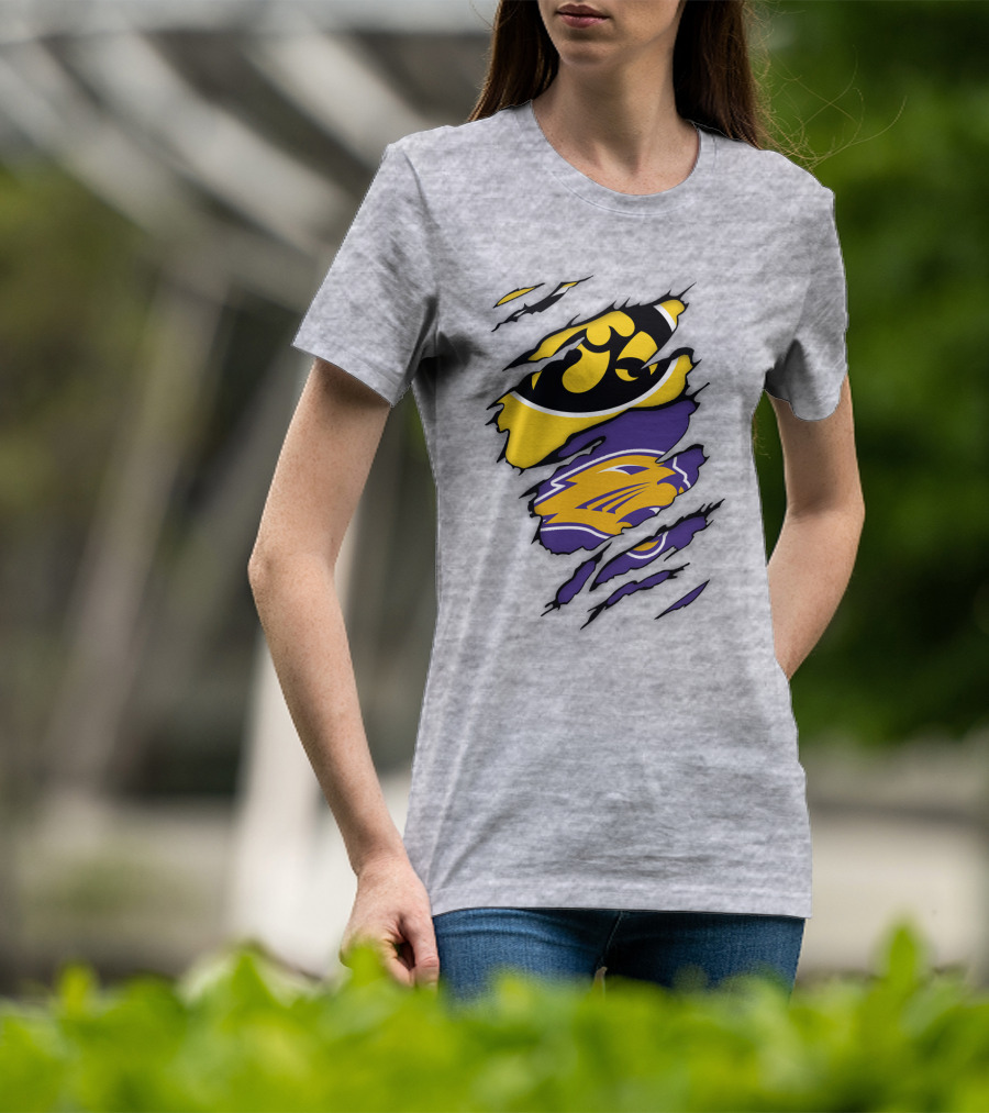 Northern Iowa Panthers Iowa Hawkeyes Dual Logo Fusion T-Shirt
