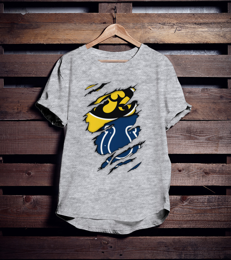 Indianapolis Colts Iowa Hawkeyes Logo Mashup T-Shirt