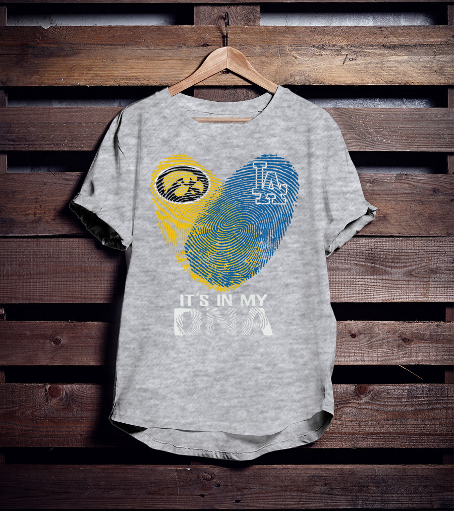 It's In My DNA Los Angeles Dodgers Iowa Hawkeye Fingerprint T-Shirt