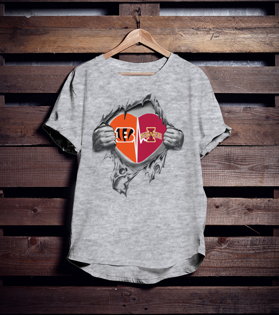 Iowa State Bengals Heart Torn T-Shirt