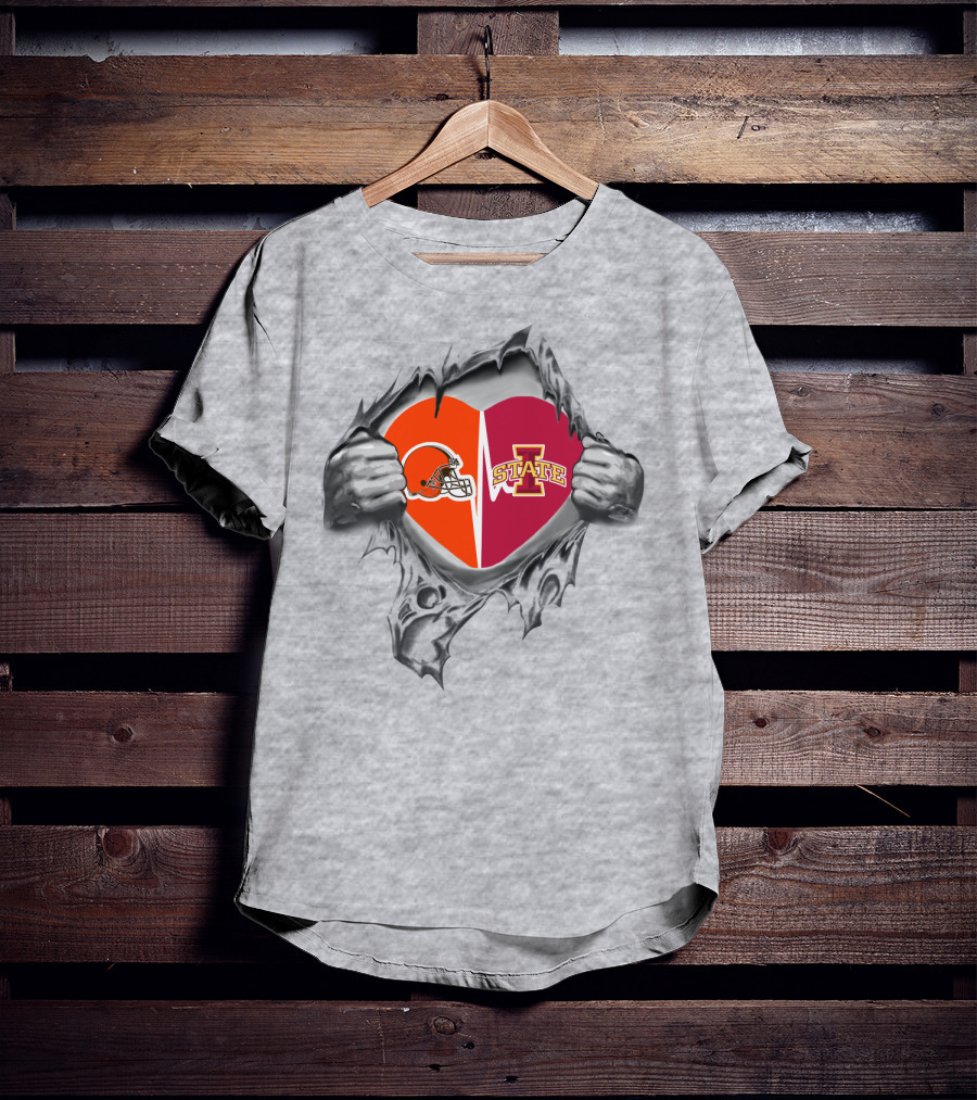 Iowa State Cyclones Cleveland Browns Heart T-Shirt