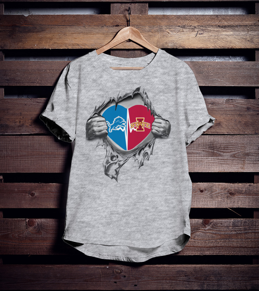 Detroit Lions Iowa State Heart Logo Integration T-Shirt