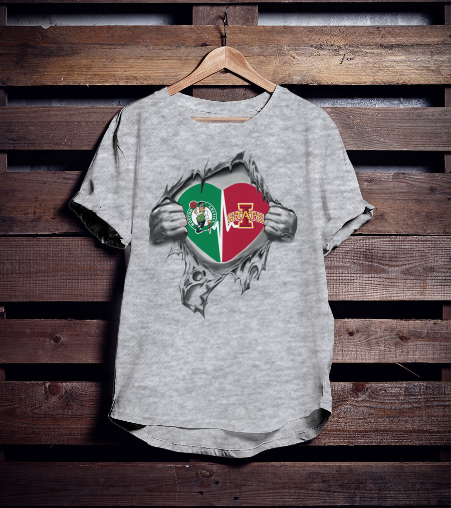 Boston Celtics Iowa State Heart Rip T-Shirt