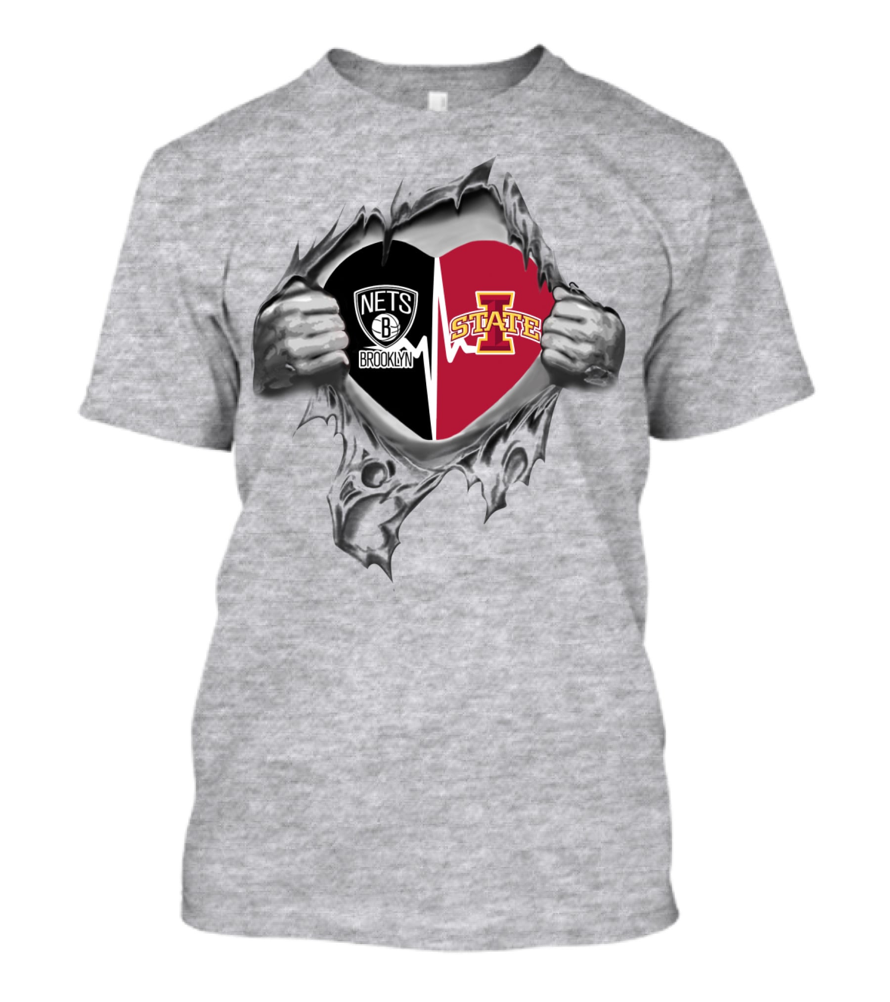 Nets Brooklyn Iowa State Cyclones Torn Heart T-Shirt