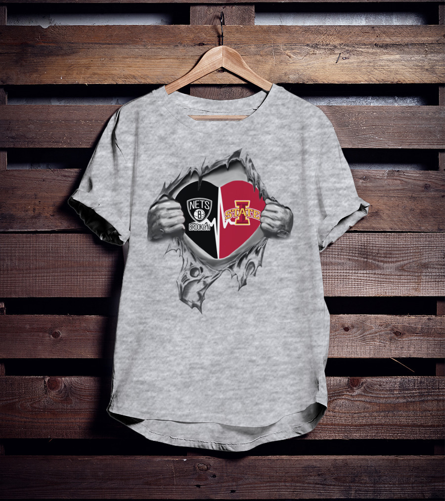 Nets Brooklyn Iowa State Cyclones Torn Heart T-Shirt