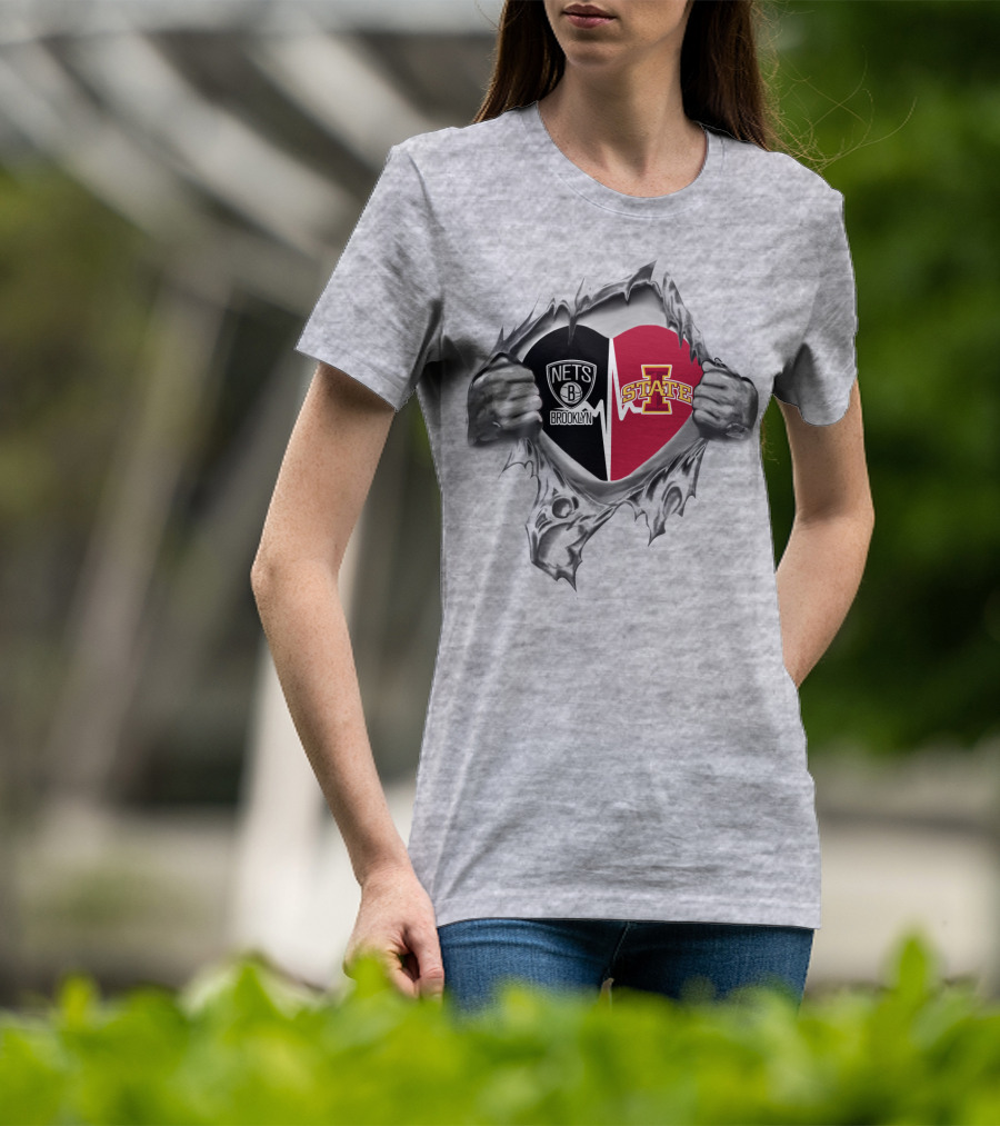 Nets Brooklyn Iowa State Cyclones Torn Heart T-Shirt