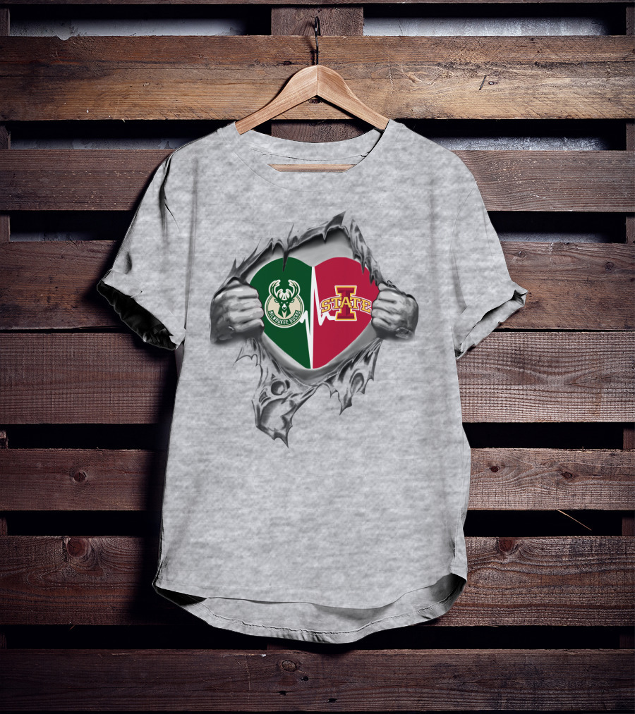 Milwaukee Bucks Iowa State Heart T-Shirt
