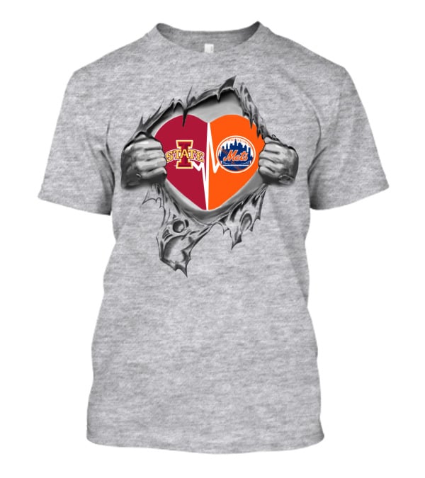 Iowa State Cyclones Heart New York Mets Collaboration Duo T-Shirt