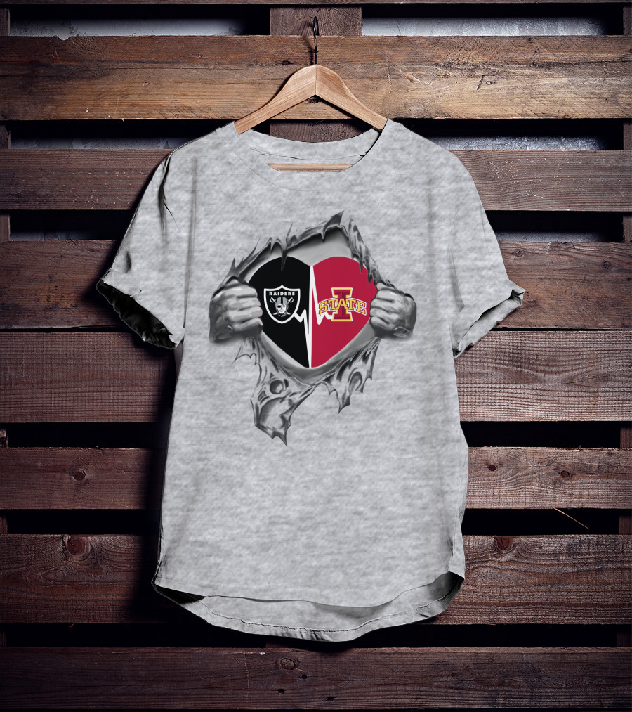 Iowa State Cyclones Raiders Team Logo Heart Fusion T-Shirt