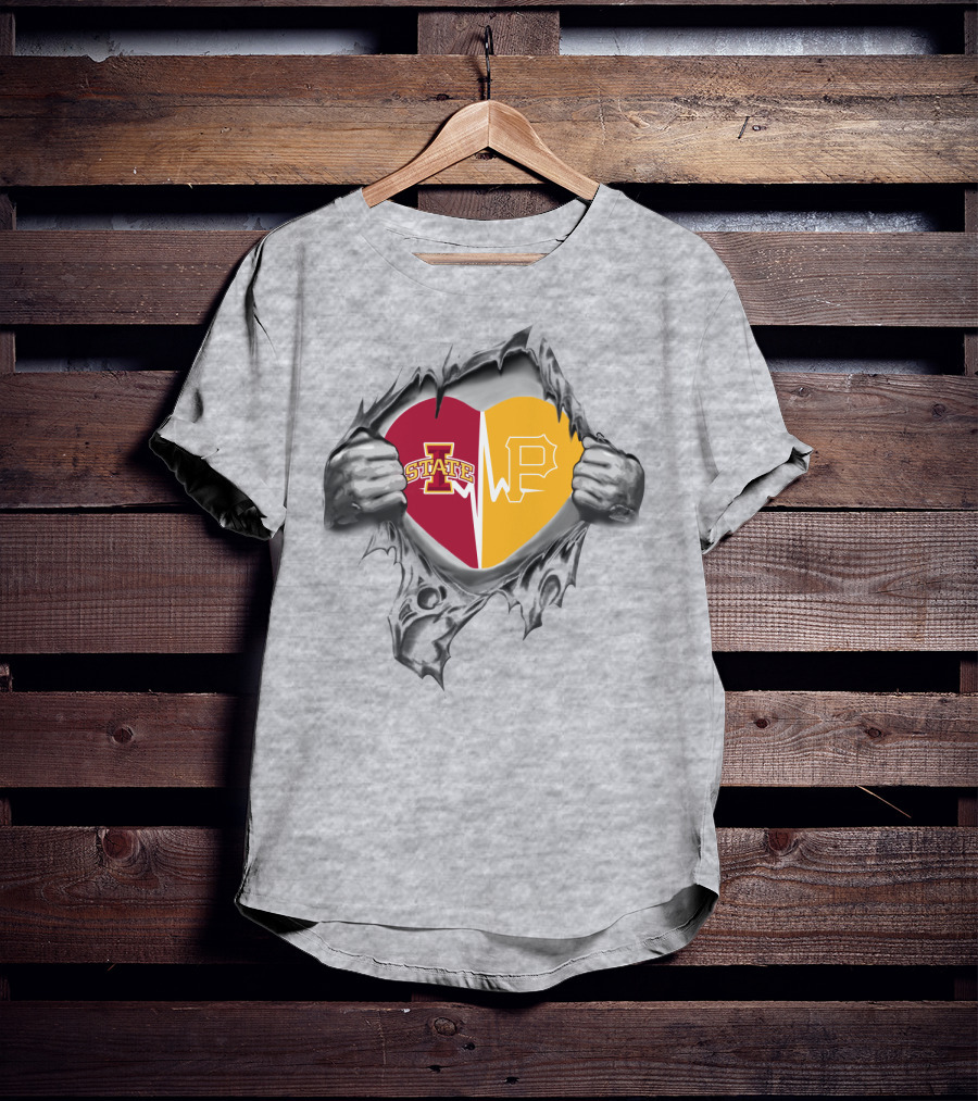 Iowa State Pittsburgh Pirates Heartbeat Split T-Shirt