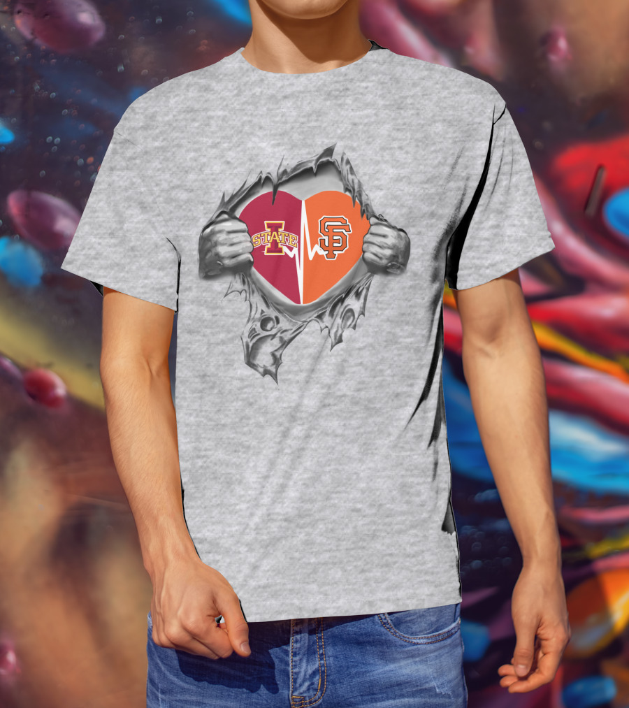 Iowa State Cyclones San Francisco Giants Split Heart T-Shirt