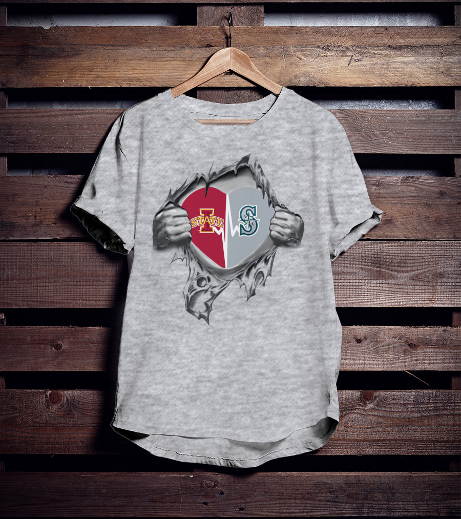 Iowa State Cyclones Seattle Mariners Heart Pullover T-Shirt