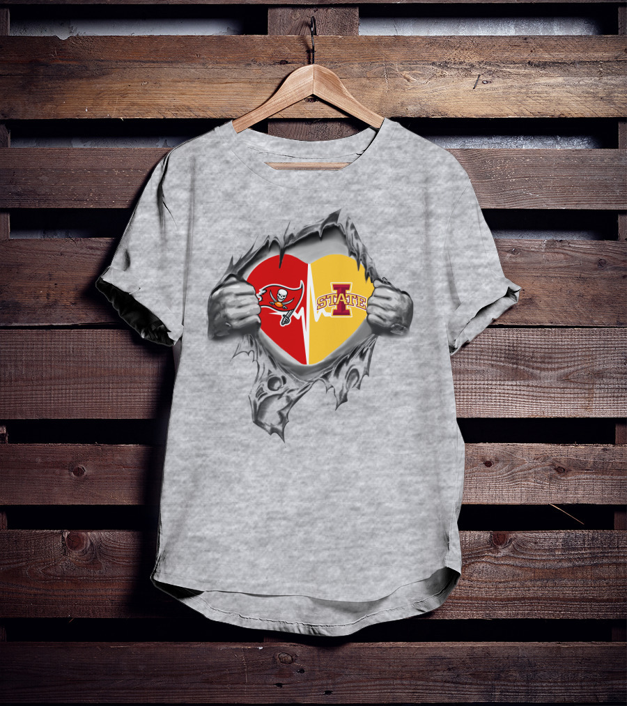 Iowa State Tampa Bay Buccaneers Heart Torn T-Shirt
