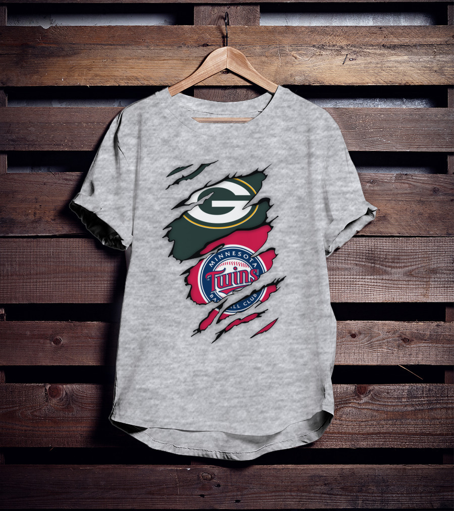 Minnesota Twins Baseball Club Green Bay Packers T-Shirt
