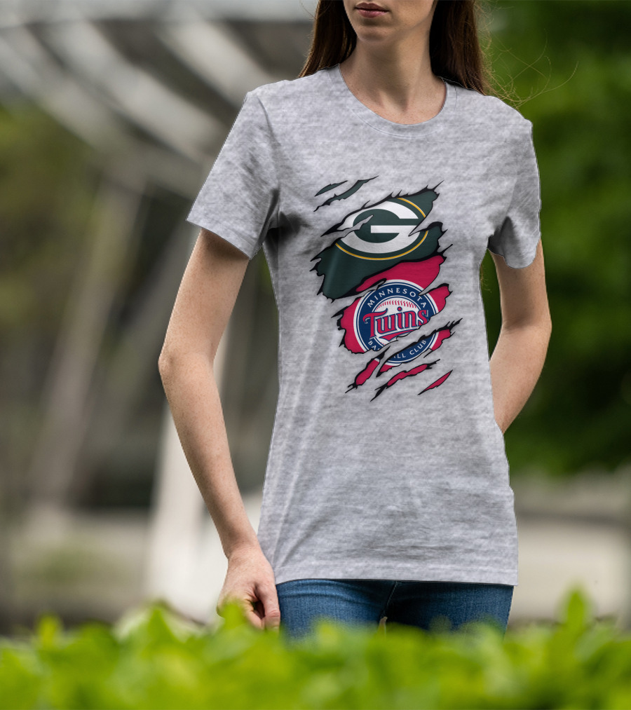 Minnesota Twins Baseball Club Green Bay Packers T-Shirt