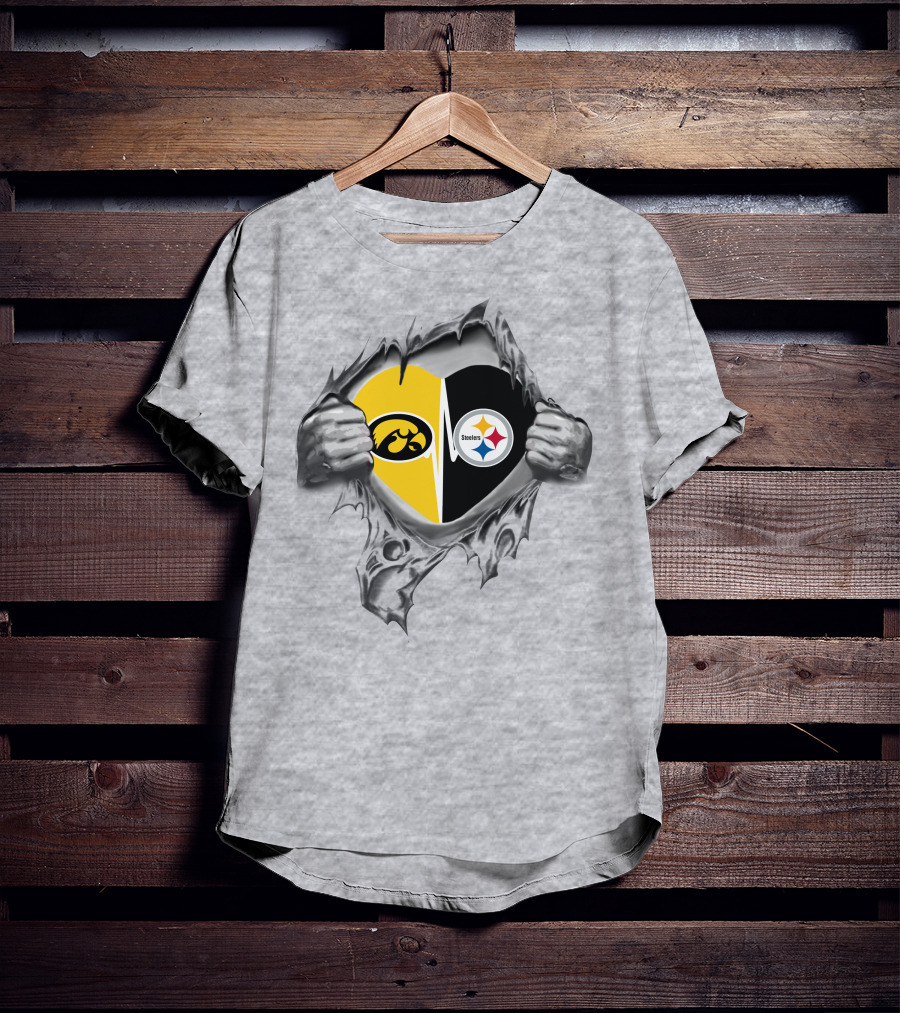 Pittsburgh Steelers Iowa Hawkeyes Heart T-Shirt
