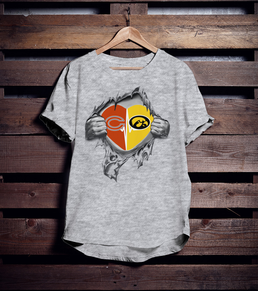 Chicago Bears Iowa Hawkeyes Heart T-Shirt