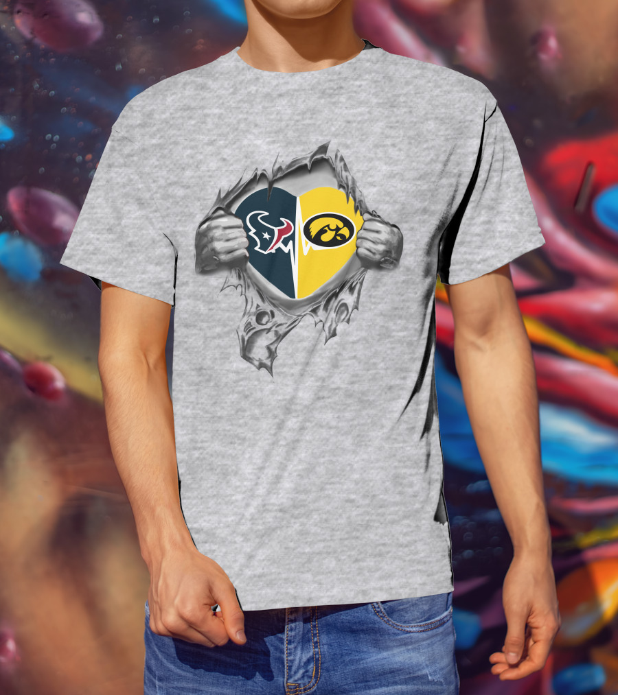 Houston Texans Iowa Hawkeyes Heart T-Shirt