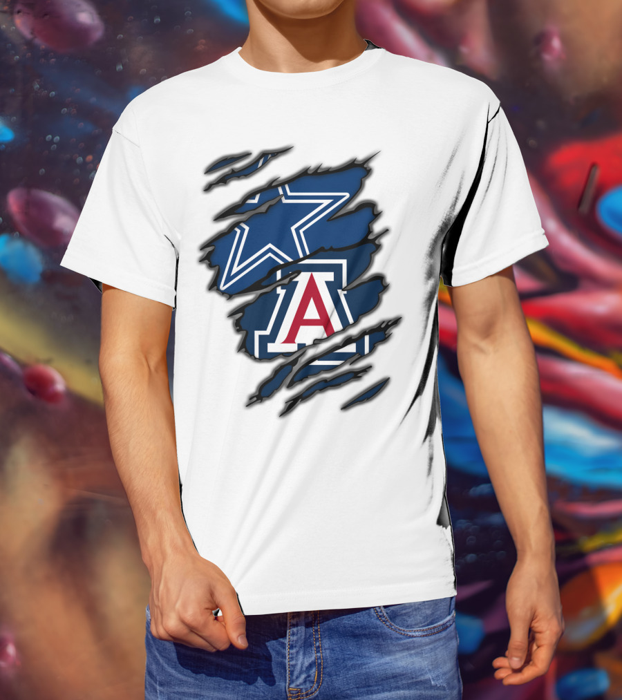 Dallas Cowboys Arizona Wildcats Torn Ripped Claw T-Shirt