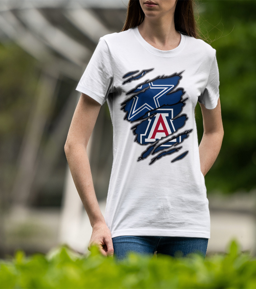 Dallas Cowboys Arizona Wildcats Torn Ripped Claw T-Shirt