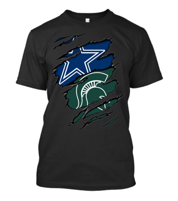 Cowboys Star Michigan State Spartans Helmet Claw Torn T-Shirt