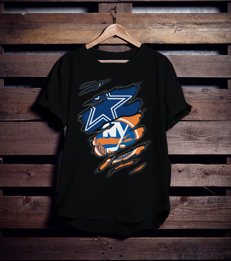 Dallas Cowboys New York Islanders Logo Mashup T-Shirt
