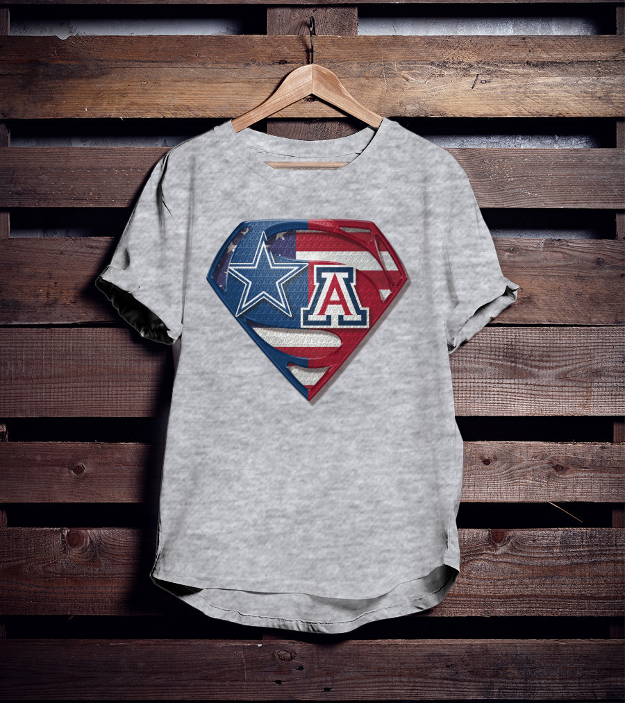 Dallas Cowboys Arizona Wildcats Superman Logo American Flag T-Shirt