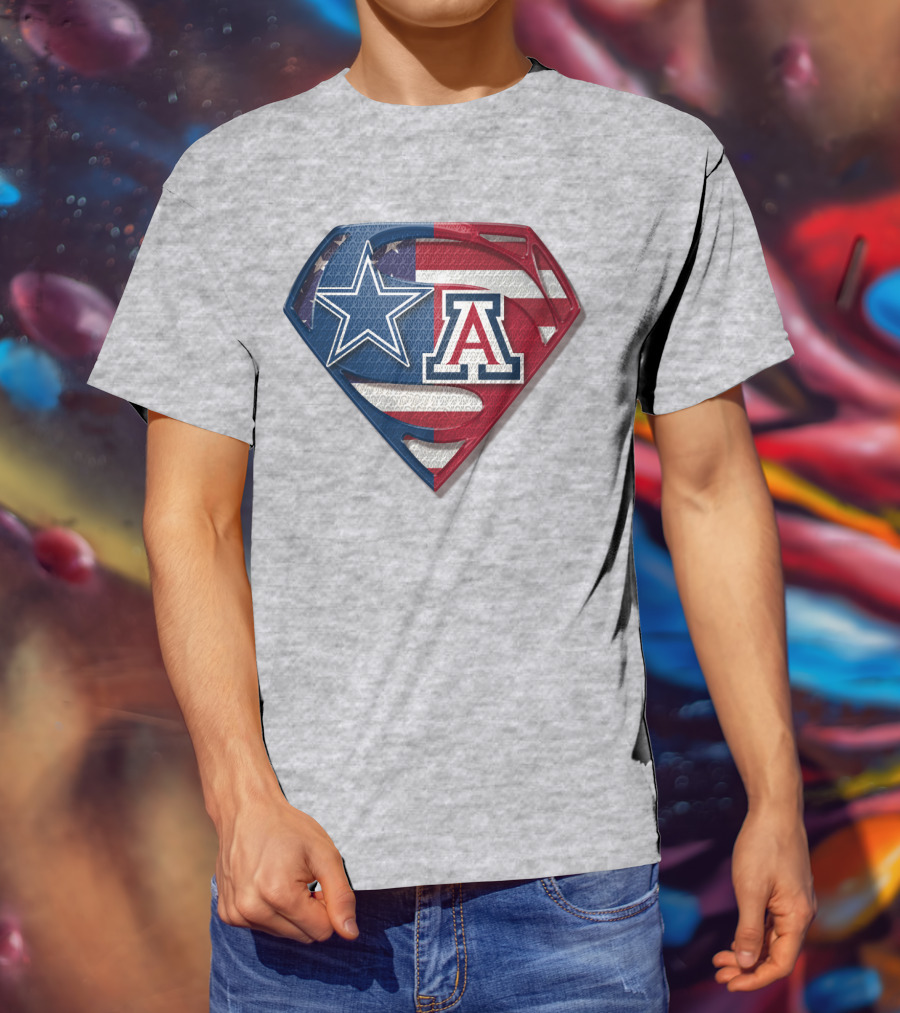 Dallas Cowboys Arizona Wildcats Superman Logo American Flag T-Shirt