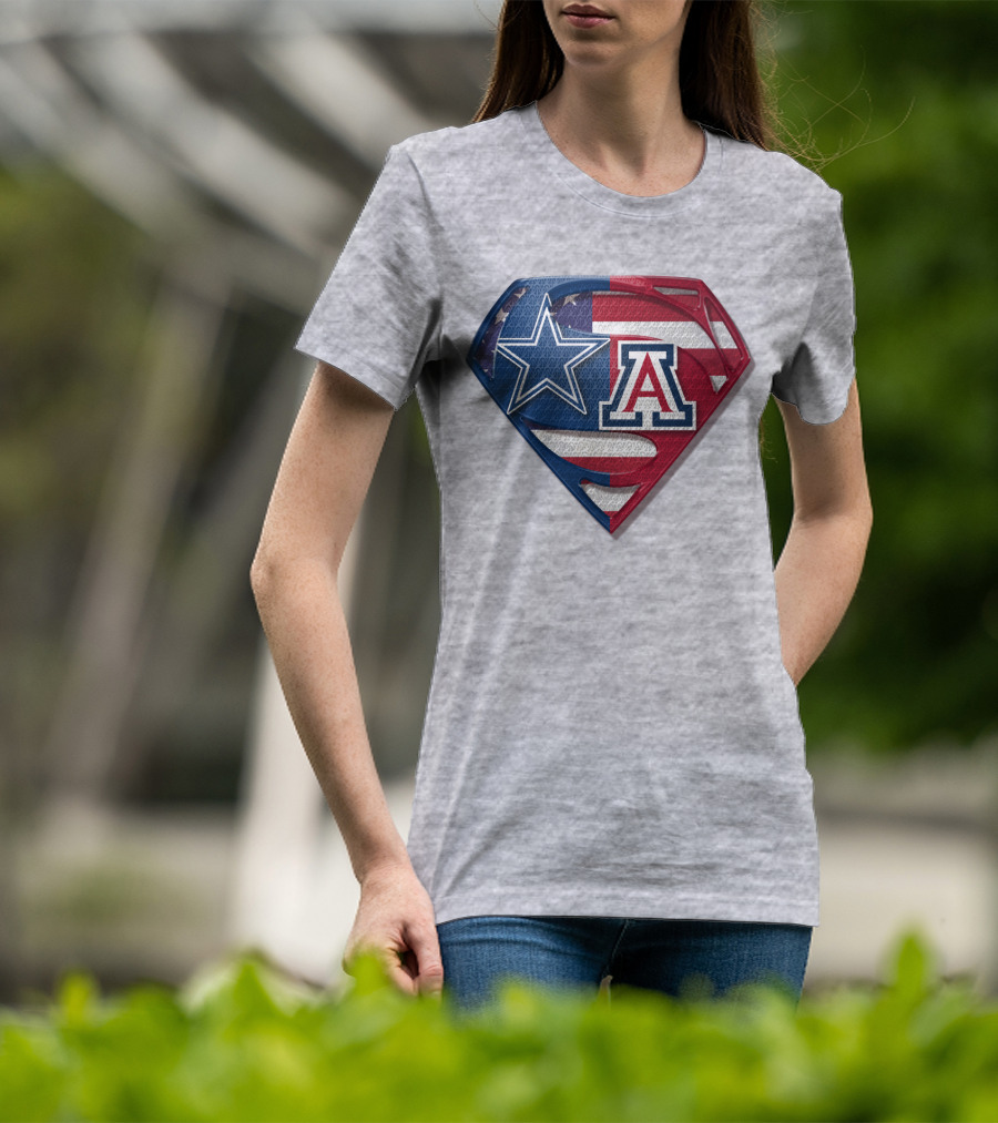 Dallas Cowboys Arizona Wildcats Superman Logo American Flag T-Shirt