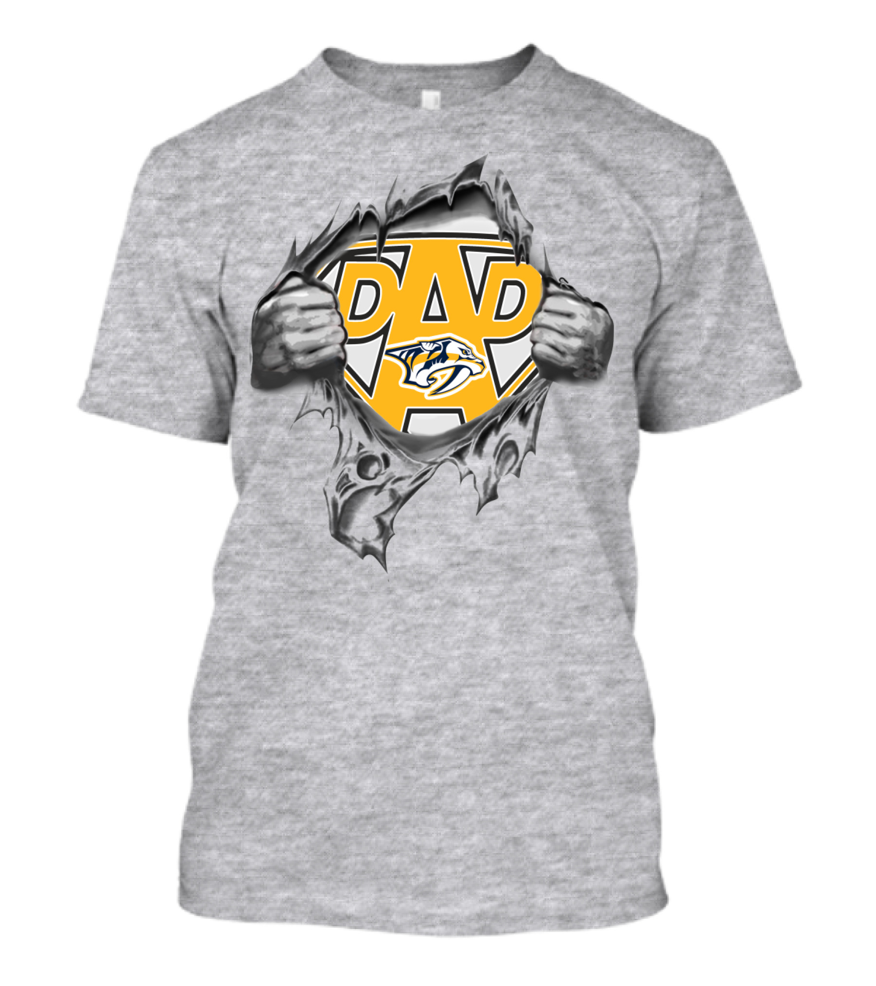 NashvillePredatorss Super Dad Logo With Torn Effect And Hands T-Shirt