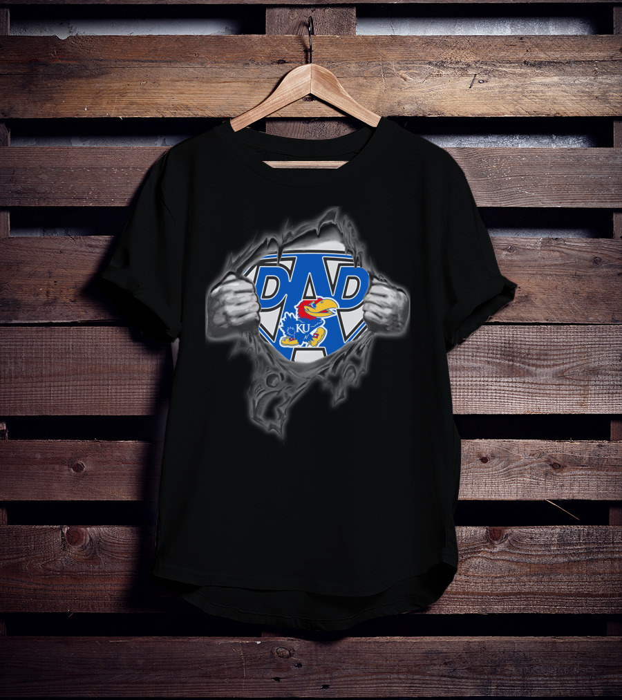 KU Jayhawks Super Dad Shield Logo Hero T-Shirt