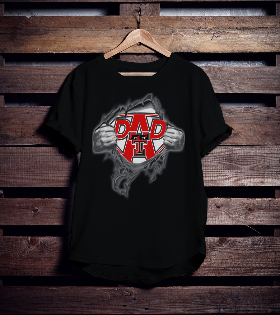 Texas Tech University Red Raiders Dad Superhero Emblem T-Shirt